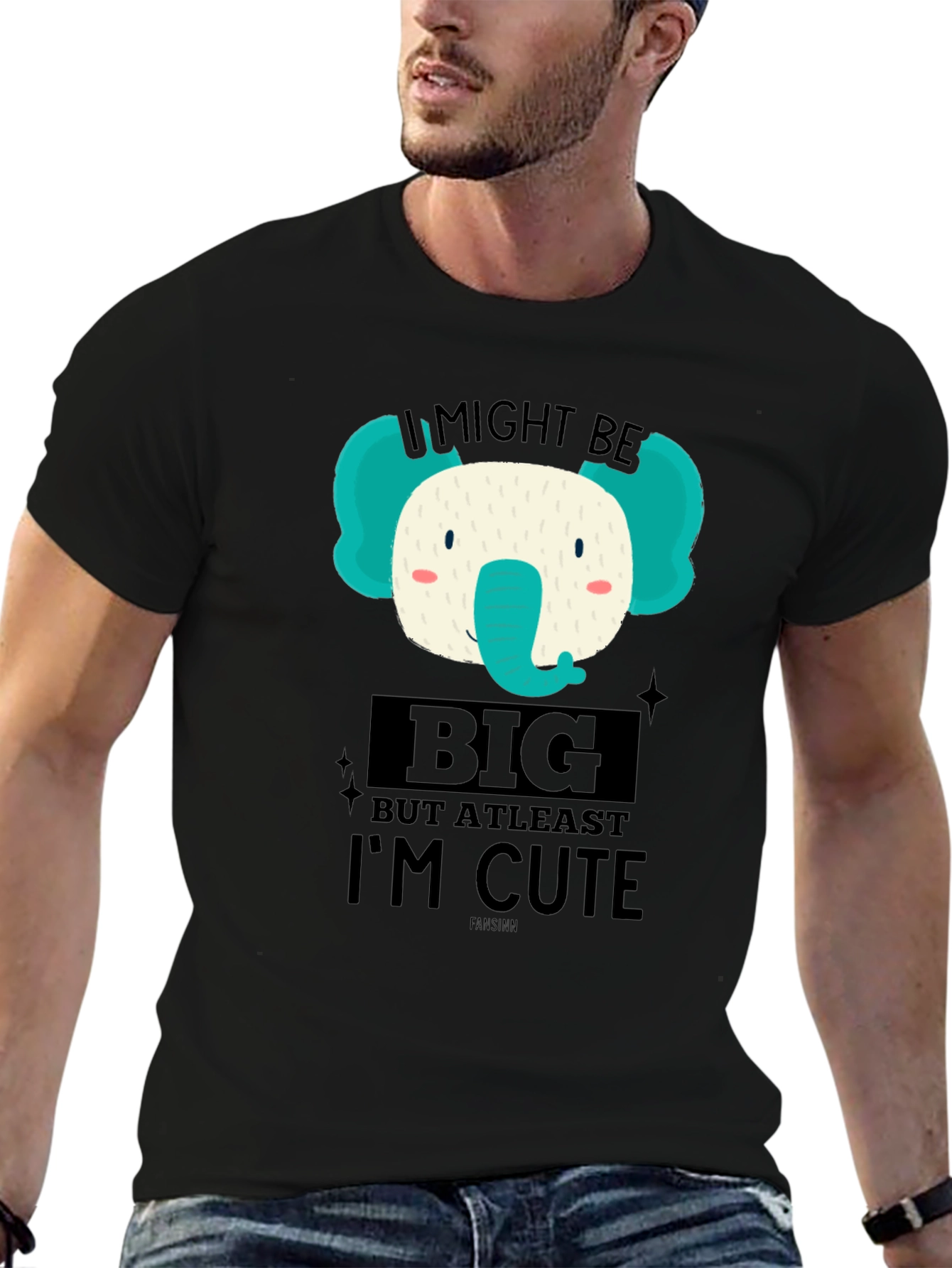 Cute Elephant Graphic T-Shirt - I Might Be Big But Im Cute