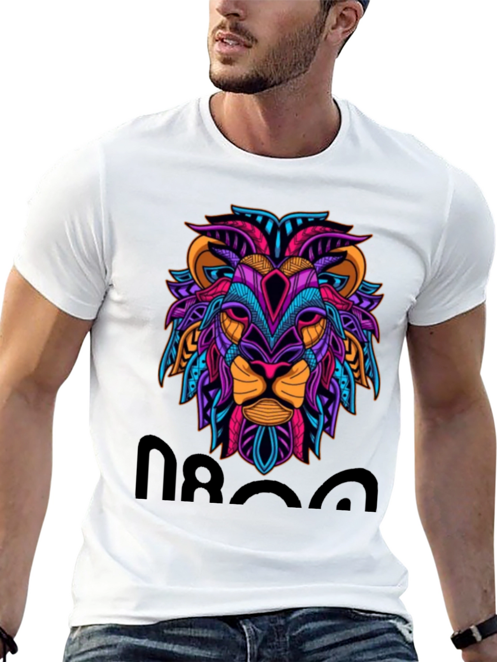 Lion Graphic Print Tee - Mens Black T-Shirt
