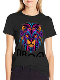 Lion Graphic Print Tee - Mens Black T-Shirt