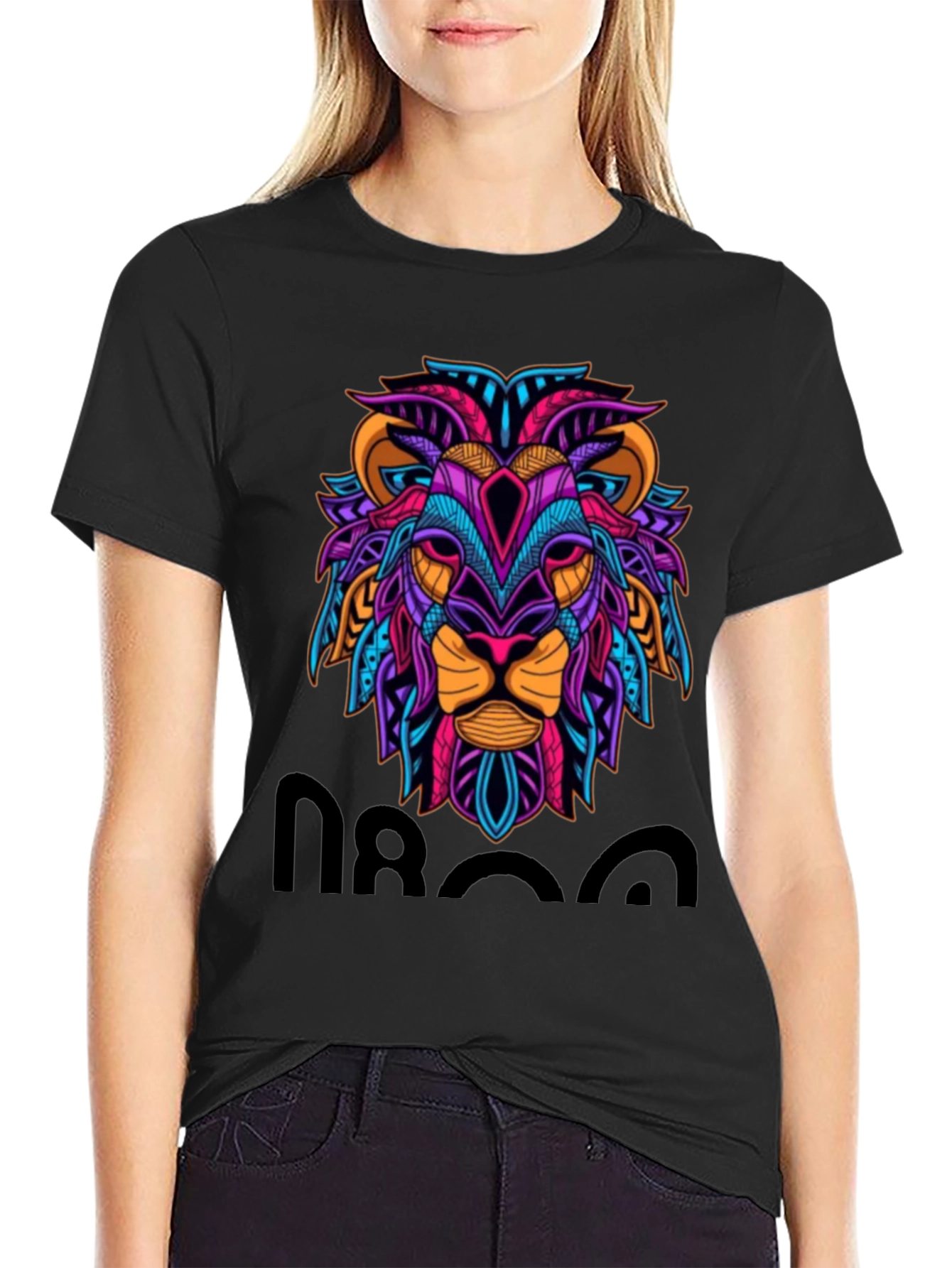 Lion Graphic Print Tee - Mens Black T-Shirt