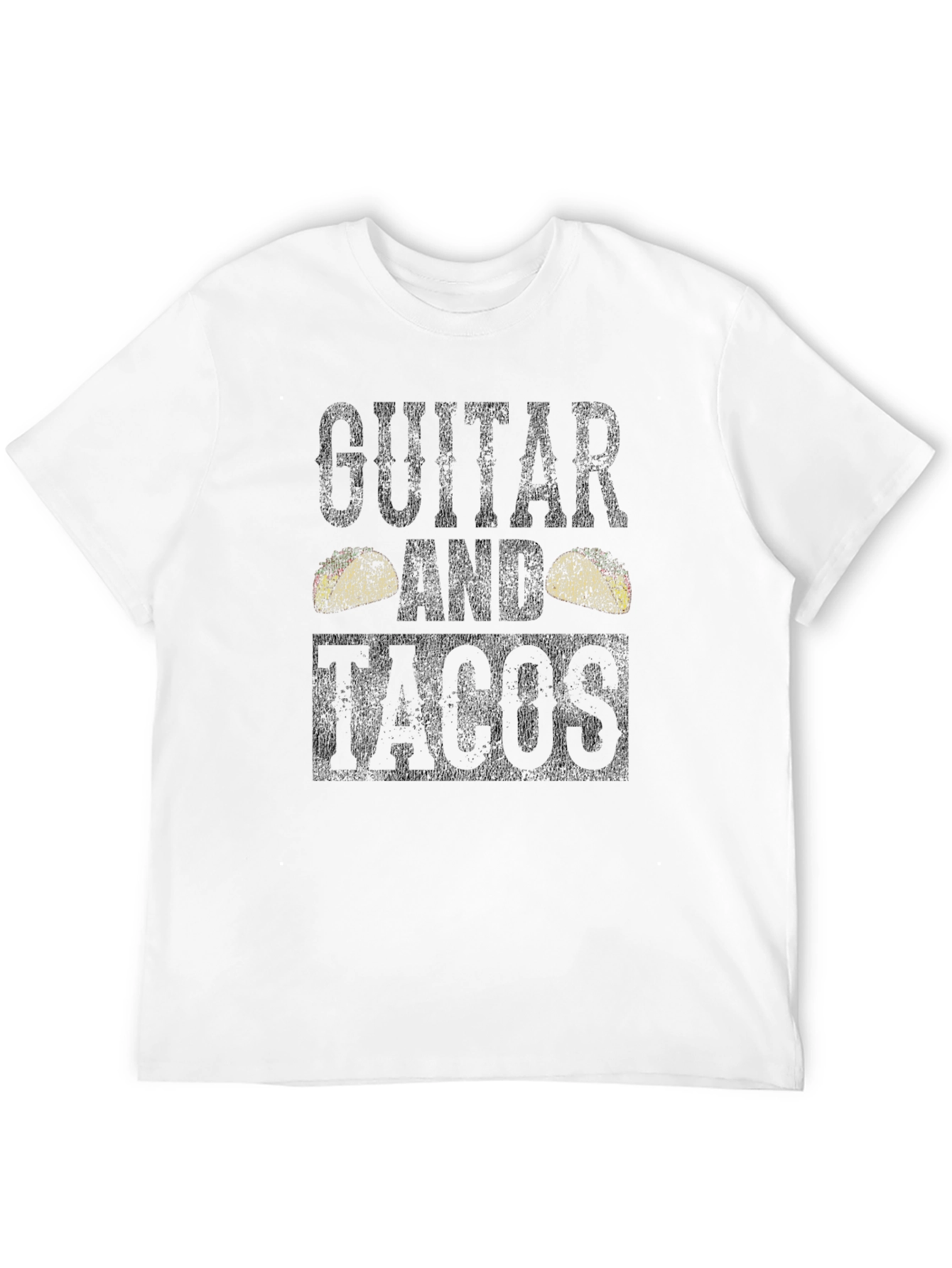 Guitar and Tacos Black Graphic T-Shirt
