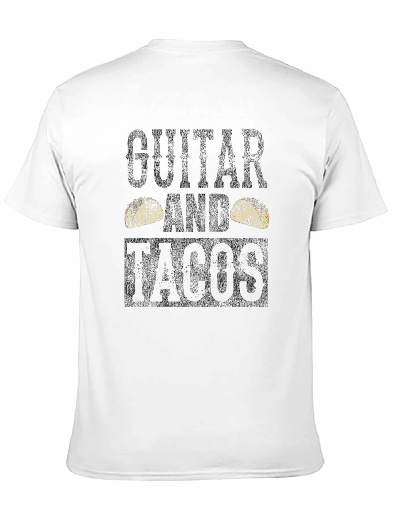 Guitar and Tacos Black Graphic T-Shirt