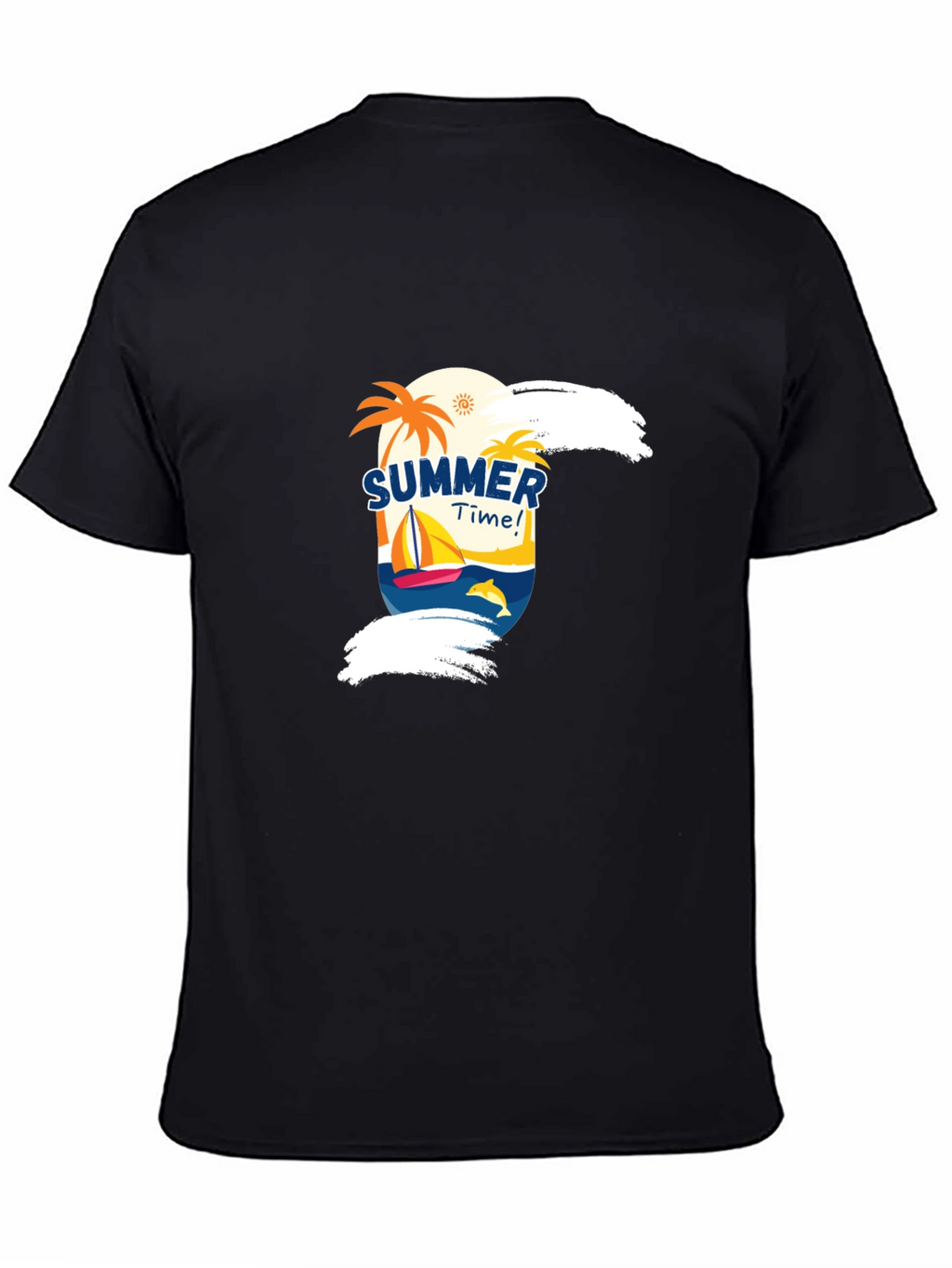 Summer Time Graphic Black T-Shirt