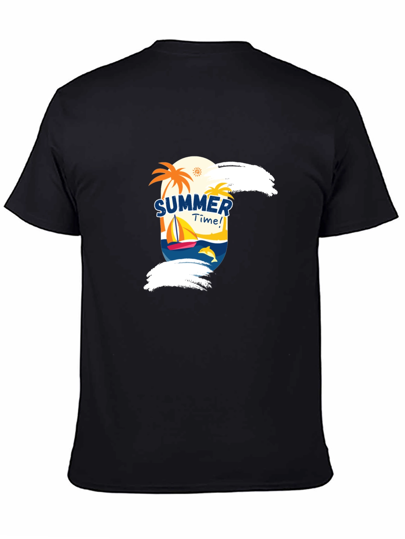 Summer Time Graphic Black T-Shirt