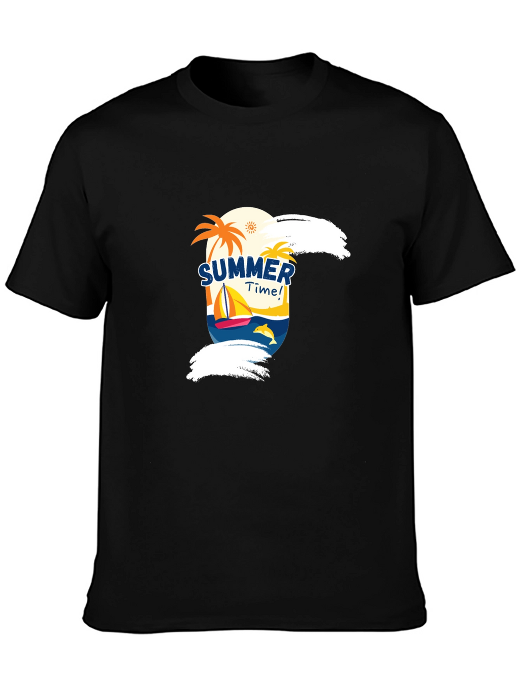 Summer Time Graphic Black T-Shirt