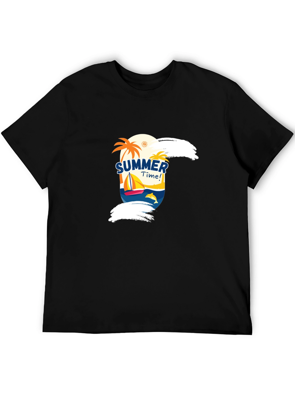 Summer Time Graphic Black T-Shirt