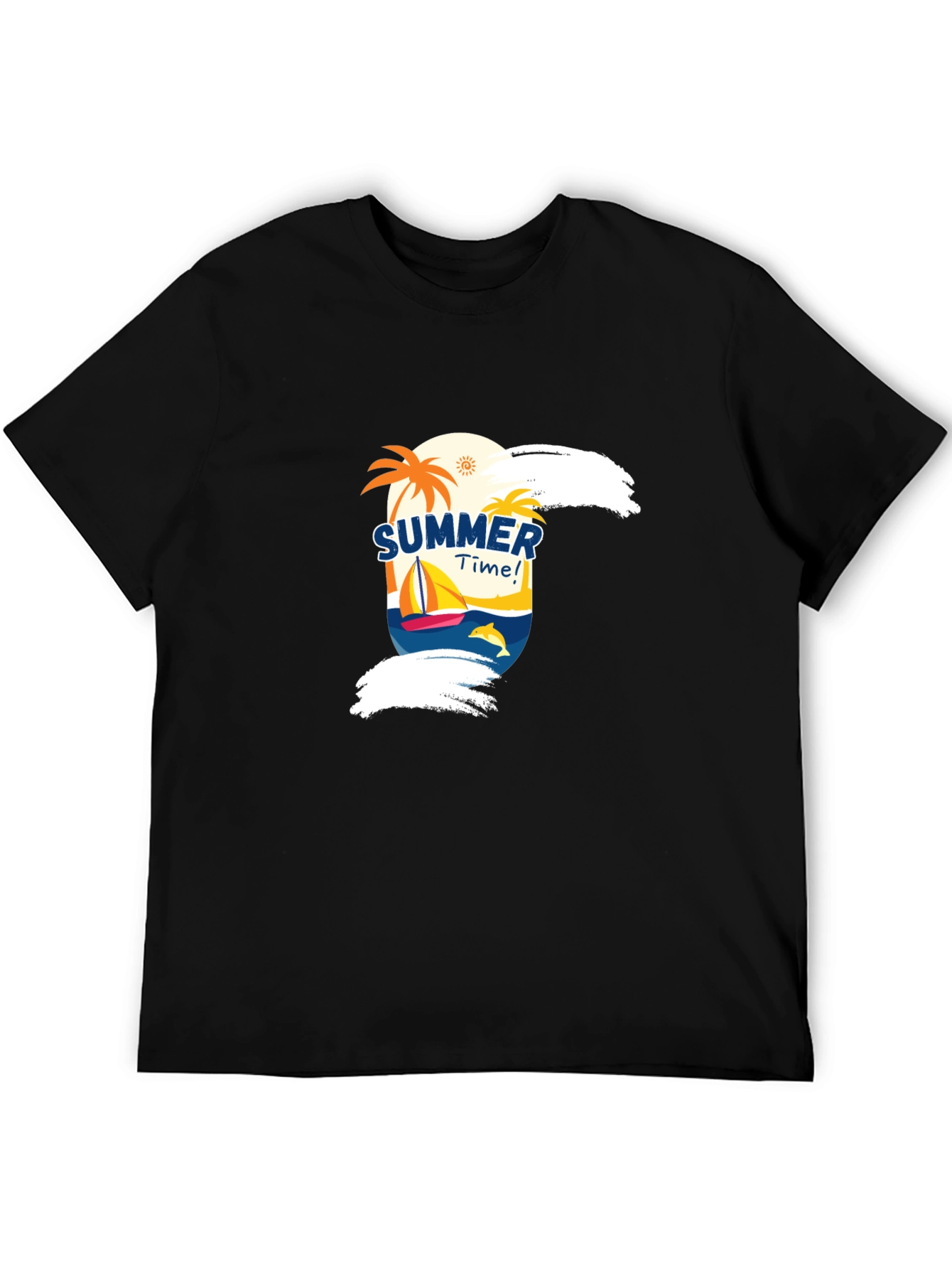 Summer Time Graphic Black T-Shirt