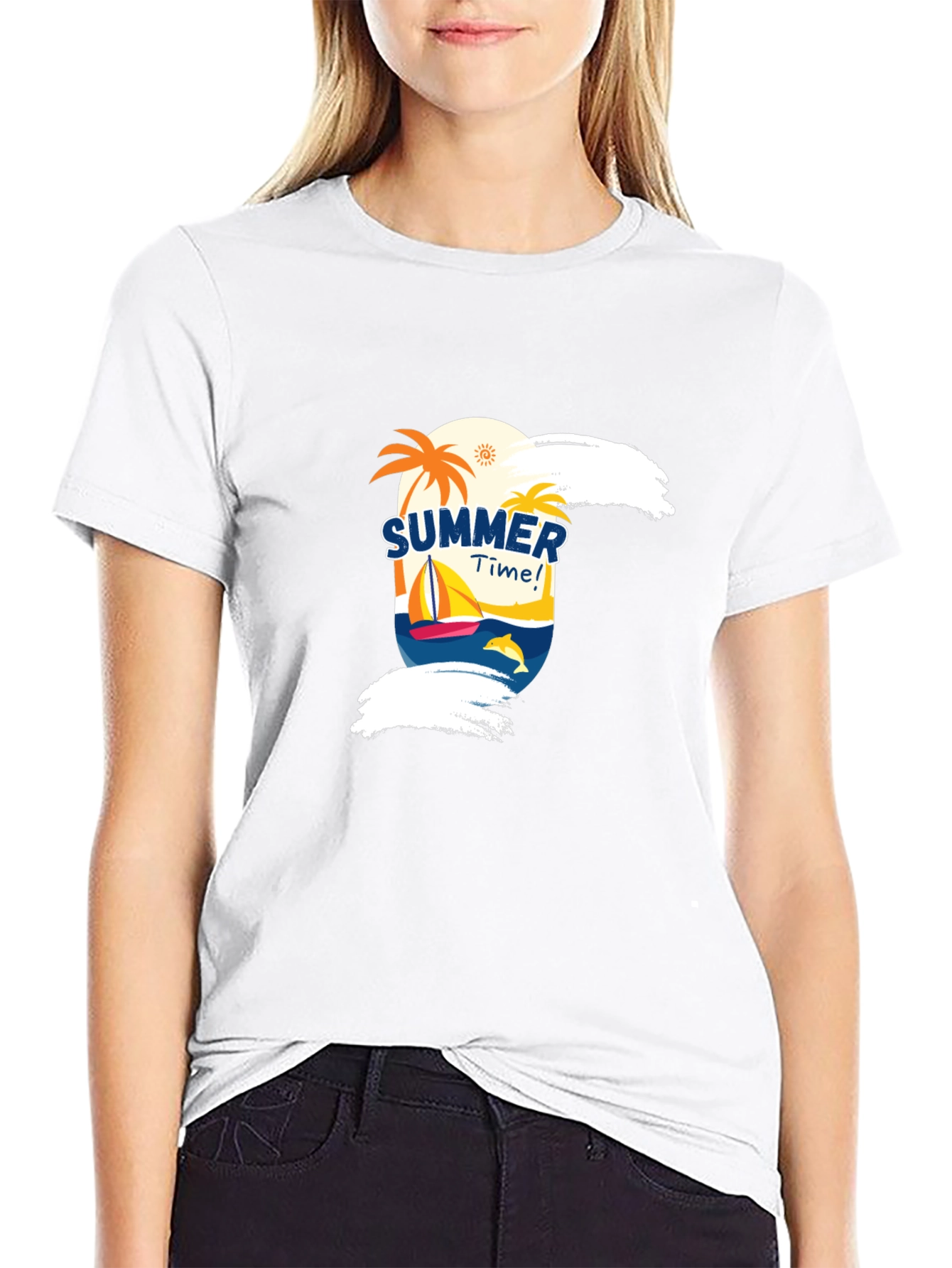 Summer Time Graphic Black T-Shirt