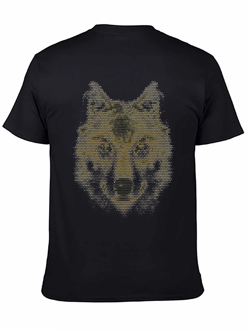 Geometric Wolf Graphic Black T-Shirt