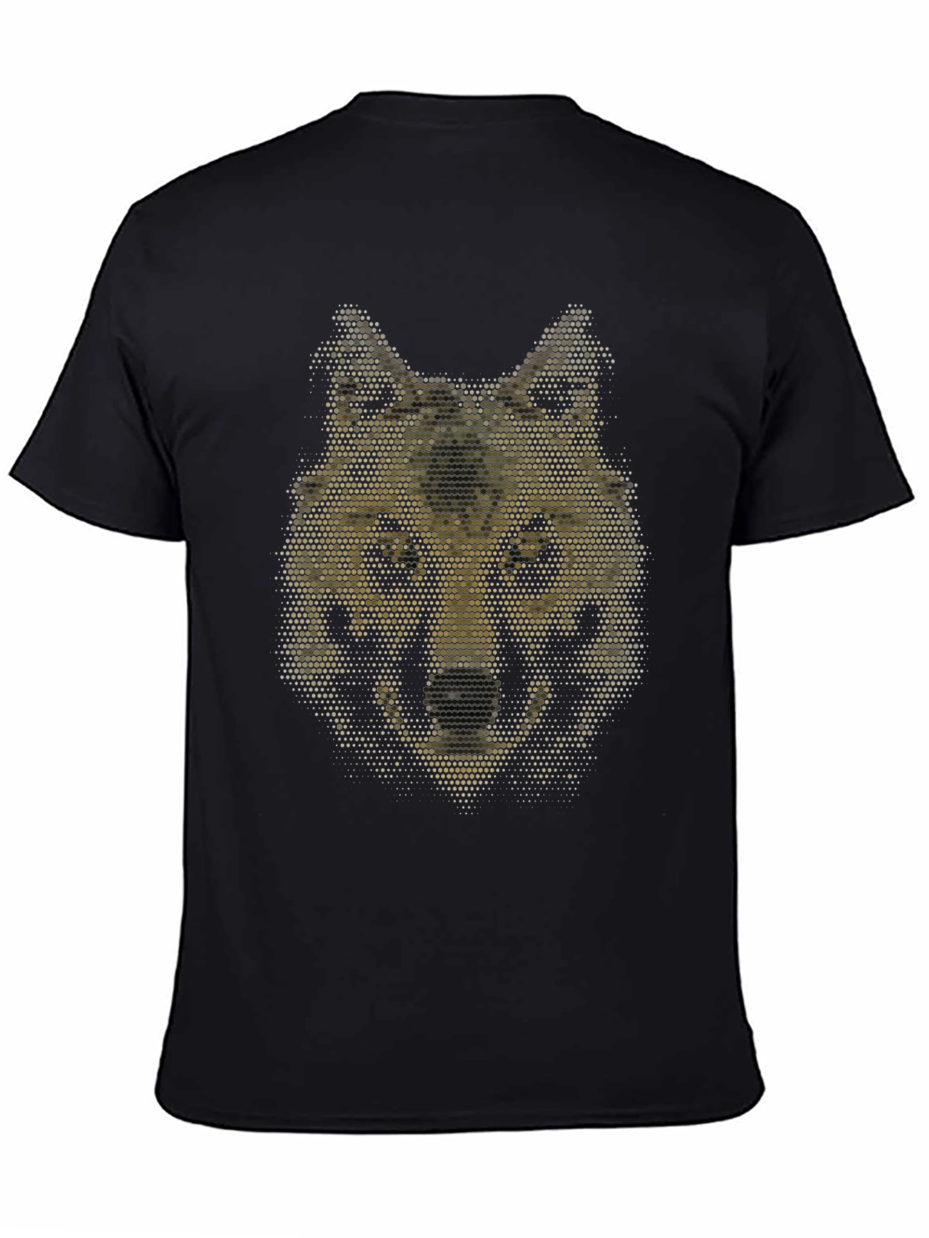 Geometric Wolf Graphic Black T-Shirt