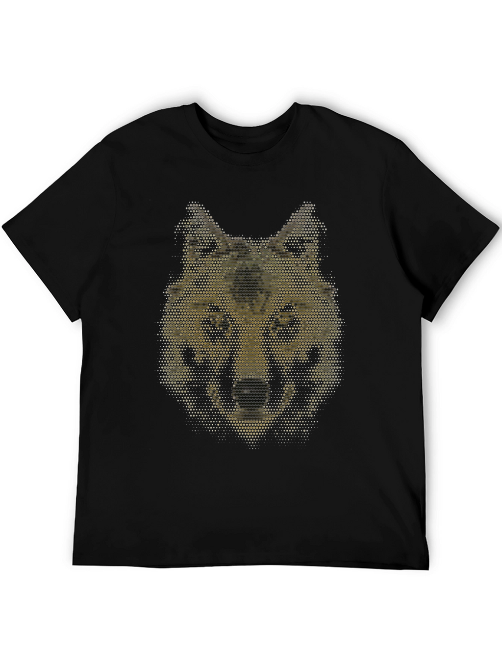 Geometric Wolf Graphic Black T-Shirt