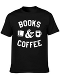 Books & Coffee Graphic T-Shirt - Black