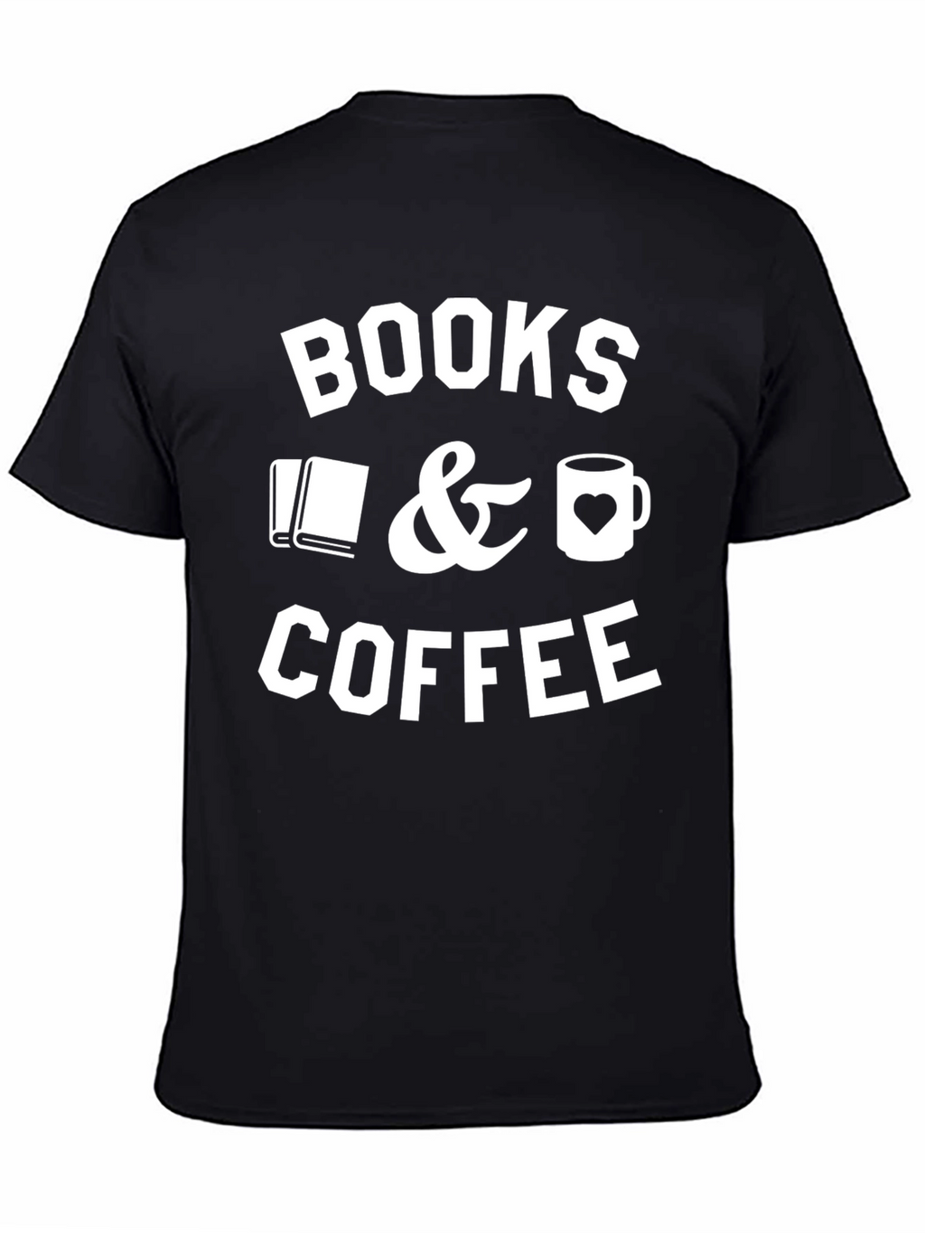 Books & Coffee Graphic T-Shirt - Black