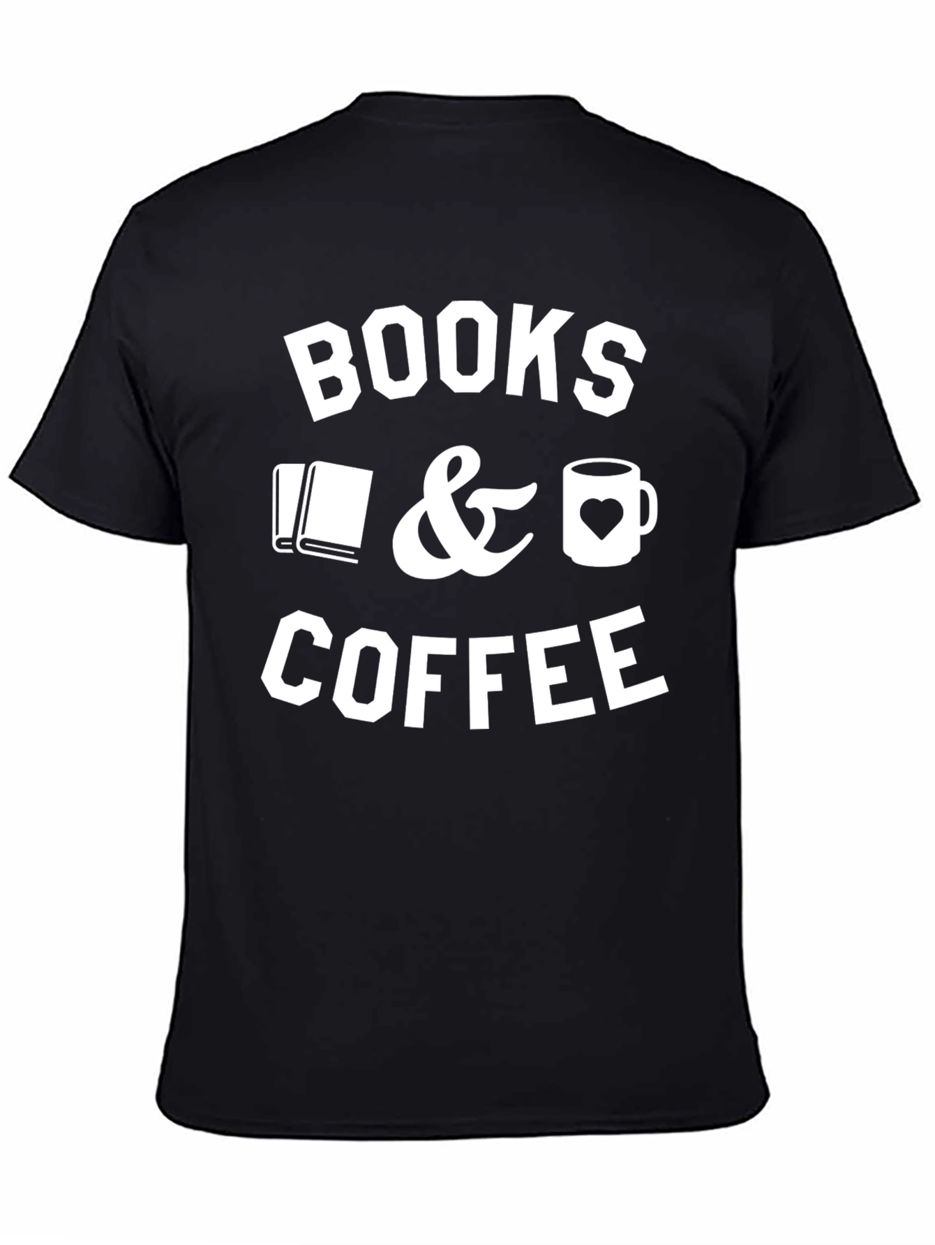 Books & Coffee Graphic T-Shirt - Black