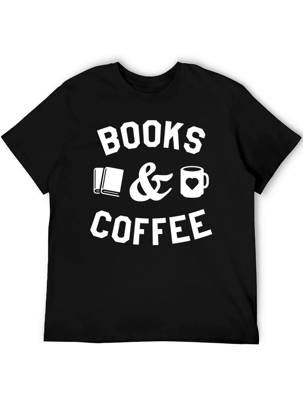 Books & Coffee Graphic T-Shirt - Black
