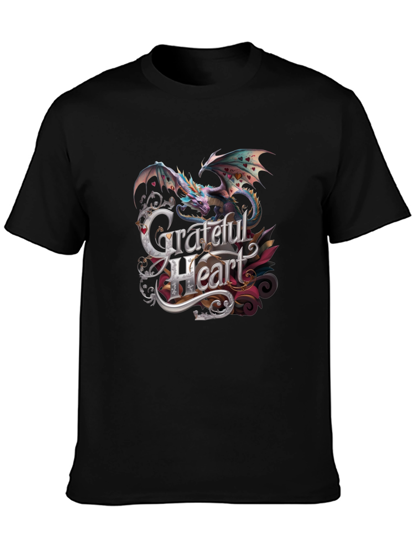 Grateful Heart Dragon Graphic Tee - Stylish Comfort
