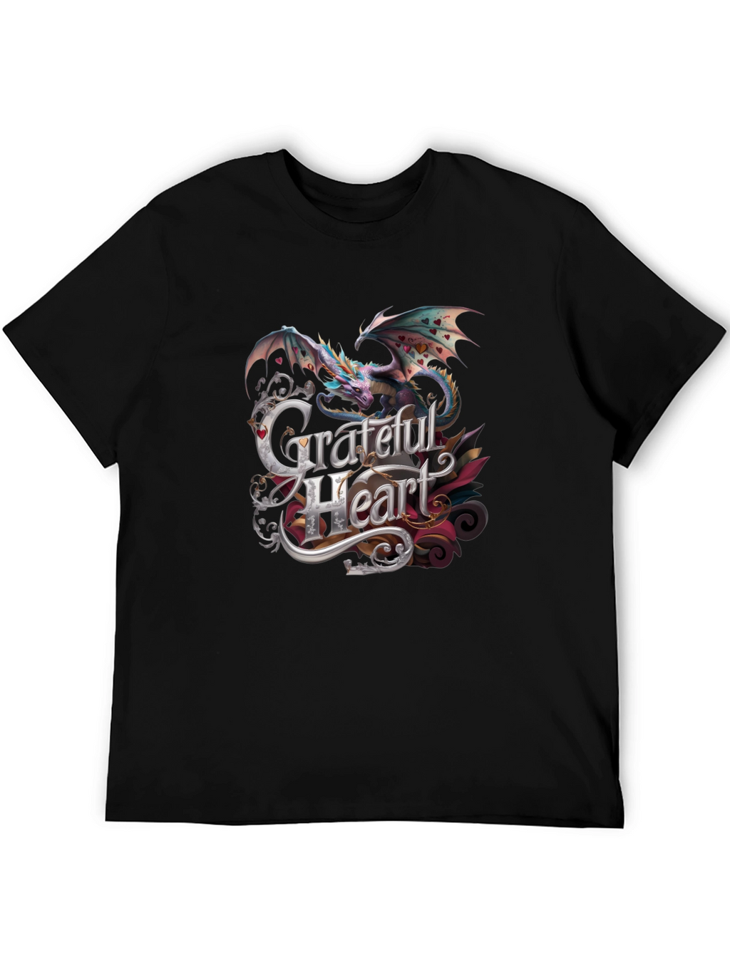 Grateful Heart Dragon Graphic Tee - Stylish Comfort