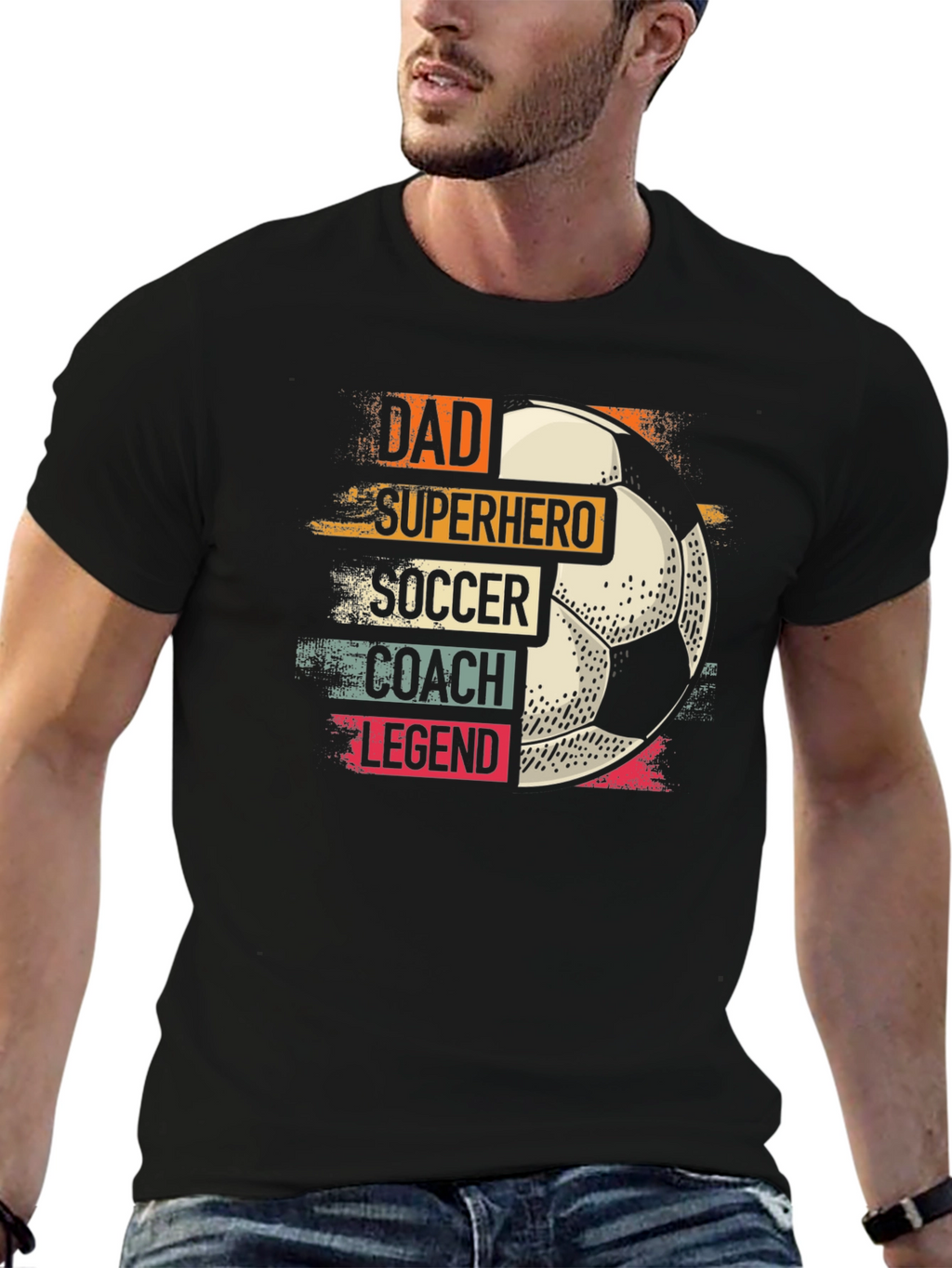 Dad Superhero Soccer Coach Legend T-Shirt