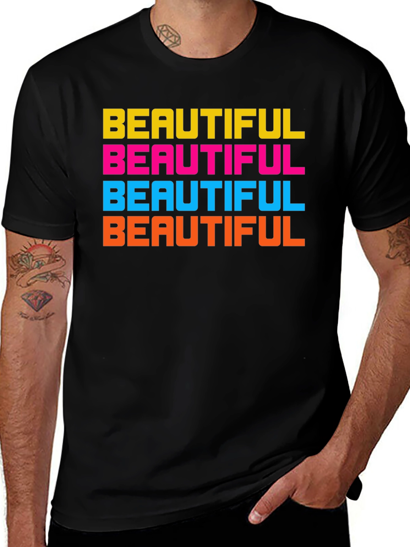 Beautiful Vibrant Graphic T-Shirt - Black