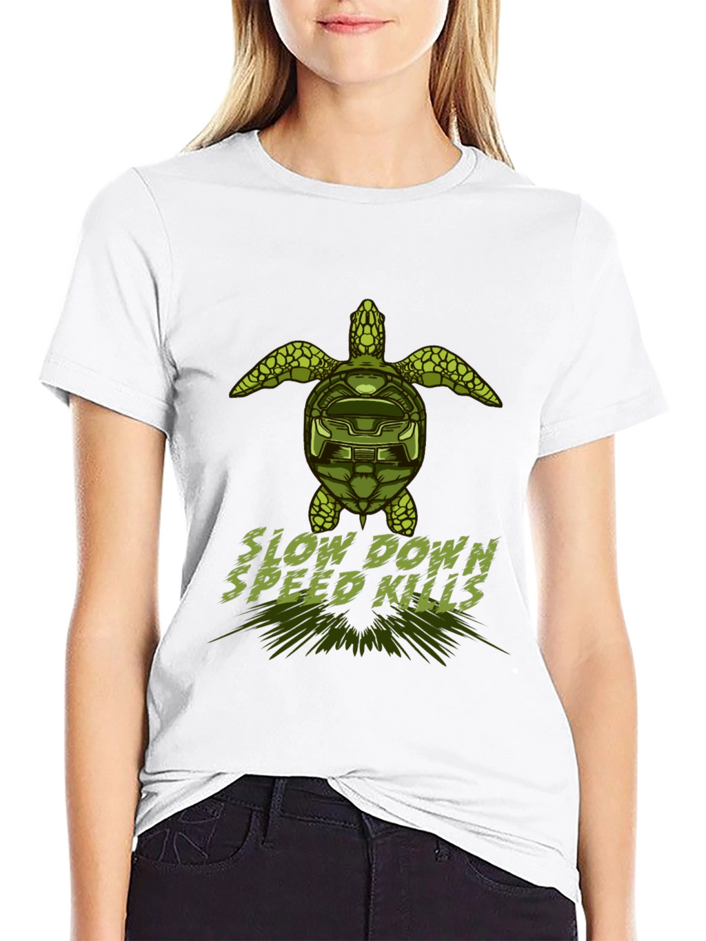 Slow Down Speed Kills Turtle Graphic T-Shirt