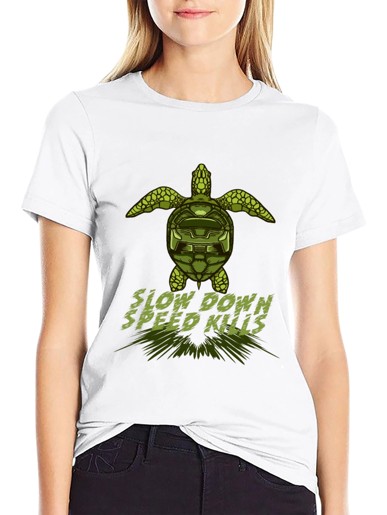 Slow Down Speed Kills Turtle Graphic T-Shirt