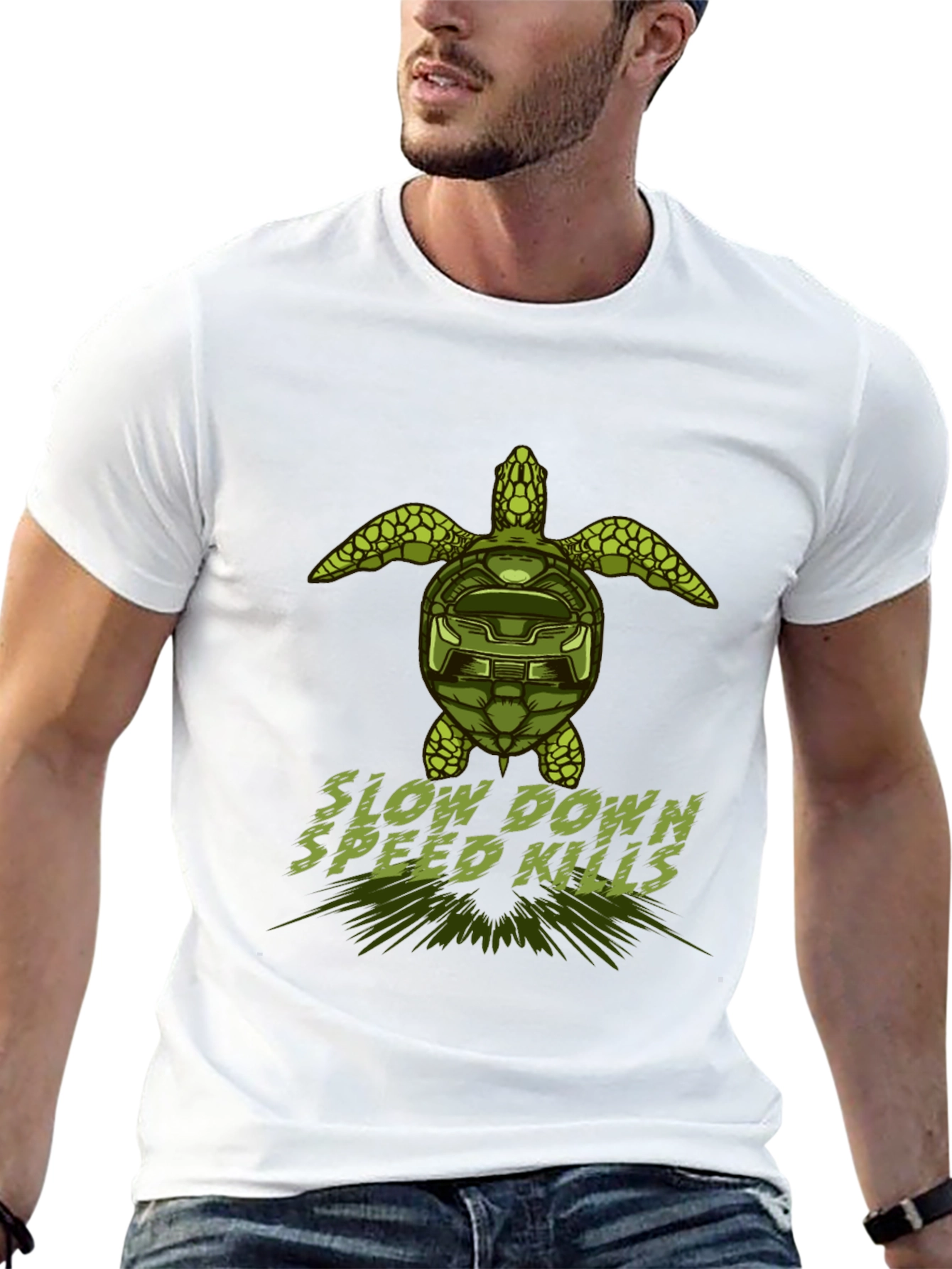 Slow Down Speed Kills Turtle Graphic T-Shirt