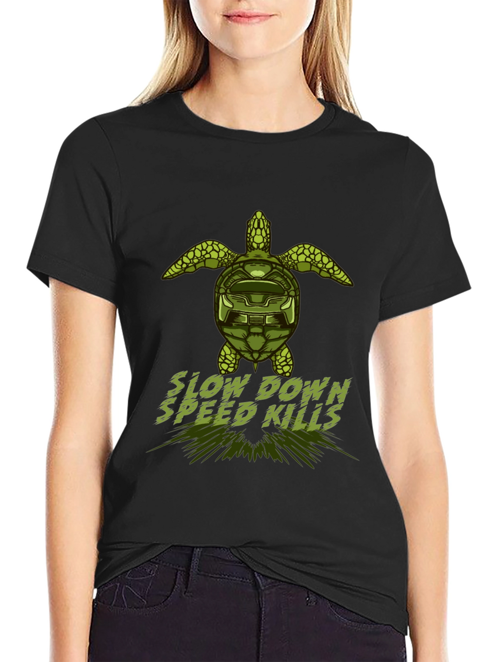 Slow Down Speed Kills Turtle Graphic T-Shirt