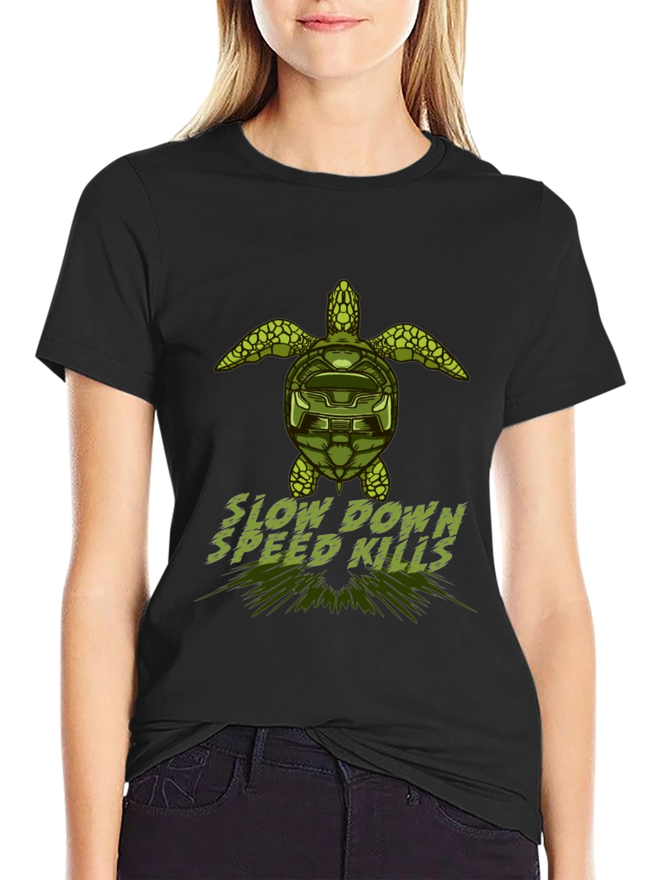 Slow Down Speed Kills Turtle Graphic T-Shirt