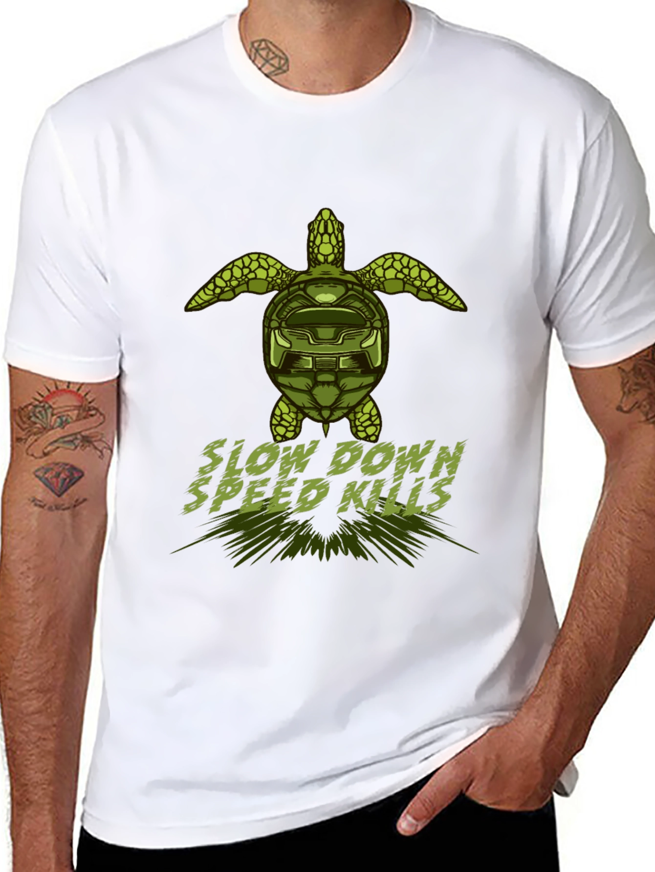 Slow Down Speed Kills Turtle Graphic T-Shirt