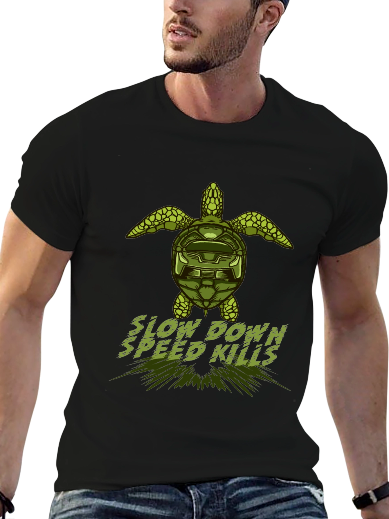 Slow Down Speed Kills Turtle Graphic T-Shirt