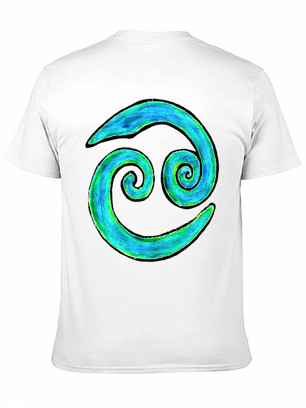 Cancer Zodiac T-Shirt - Blue and Green Spiral Design