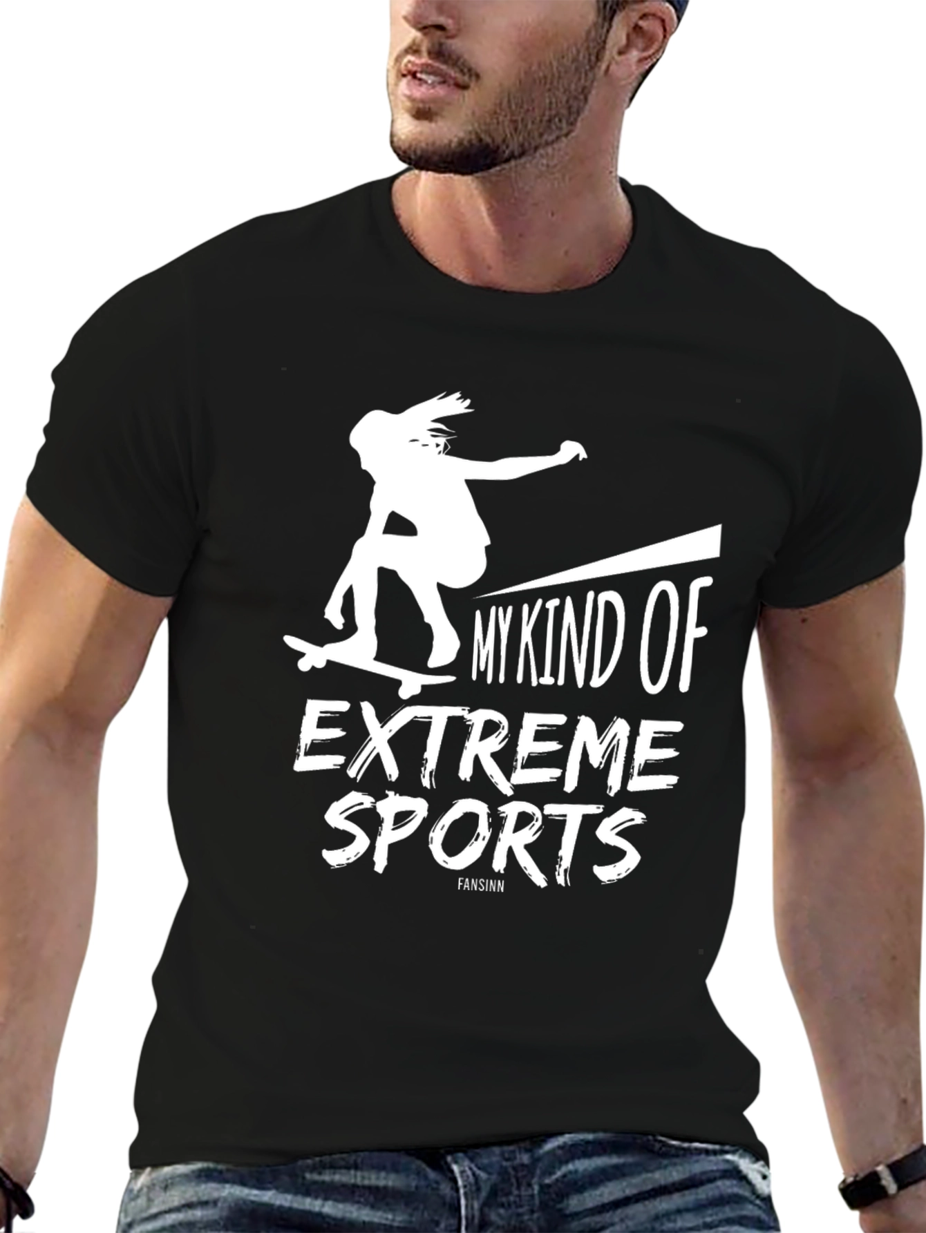 Extreme Sports Skater Graphic T-Shirt - Black Cotton Tee