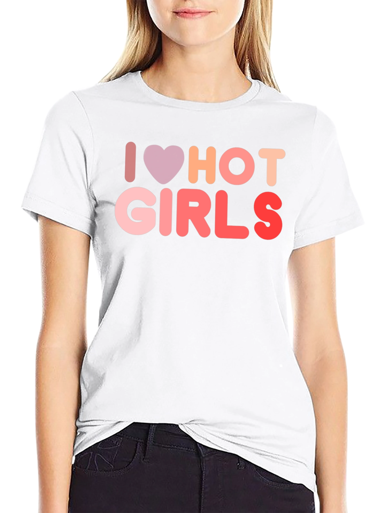 I Love Hot Girls Graphic Tee Shirt