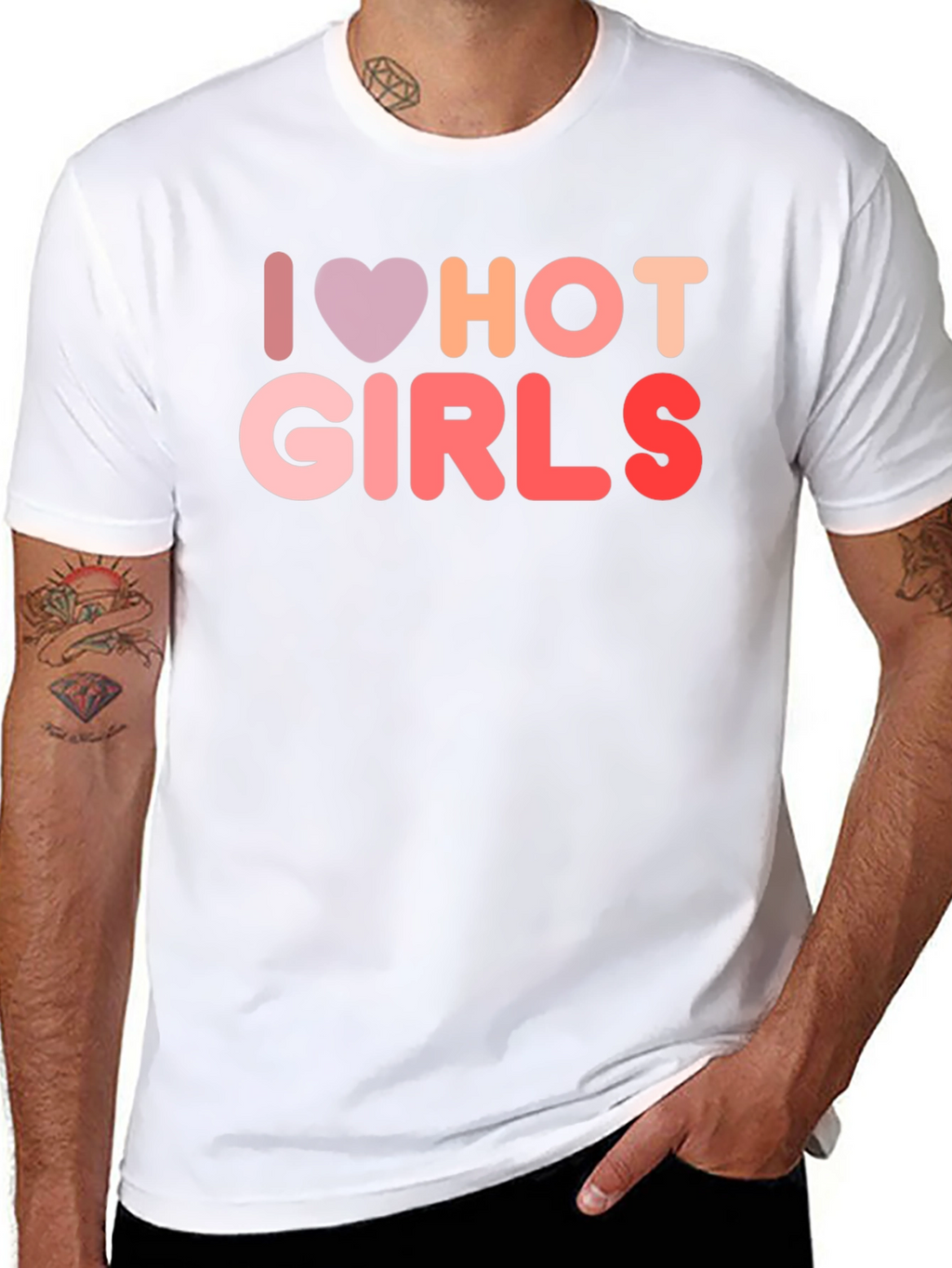 I Love Hot Girls Graphic Tee Shirt