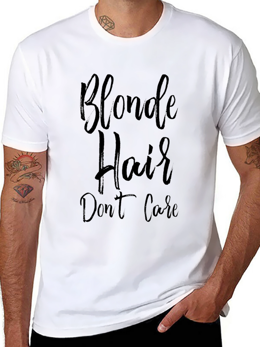 Blonde Hair Dont Care Black T-Shirt