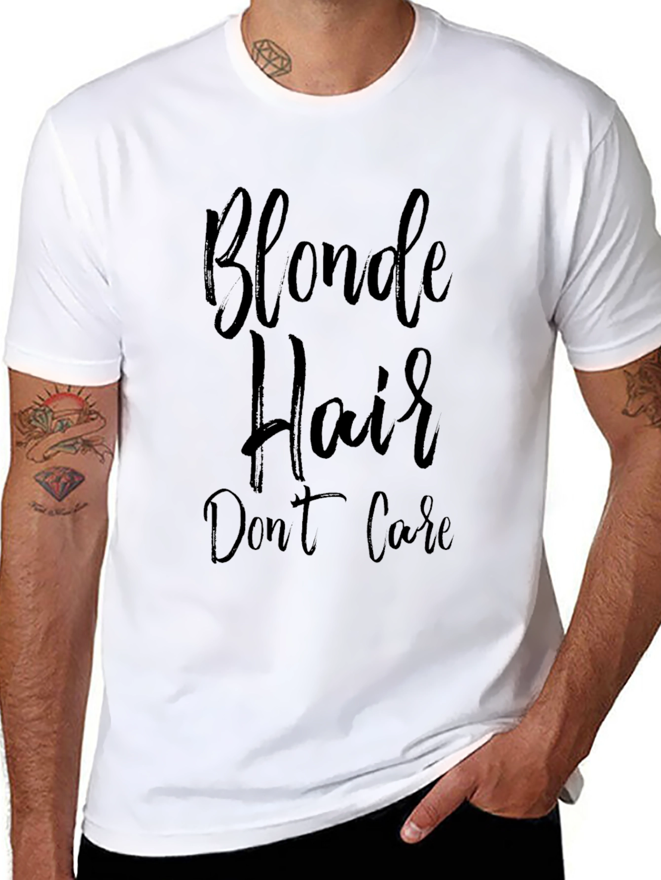 Blonde Hair Dont Care Black T-Shirt