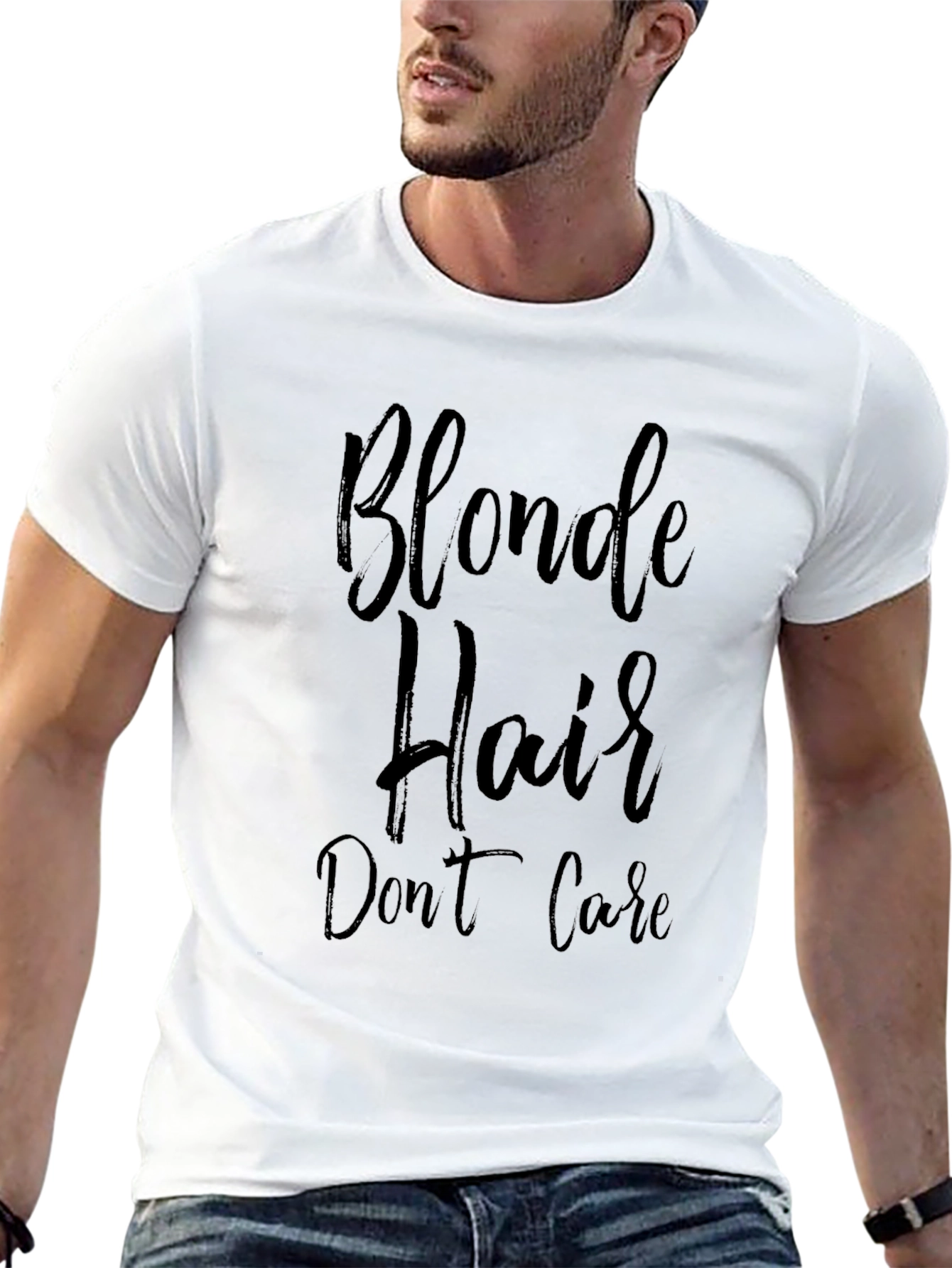 Blonde Hair Dont Care Black T-Shirt