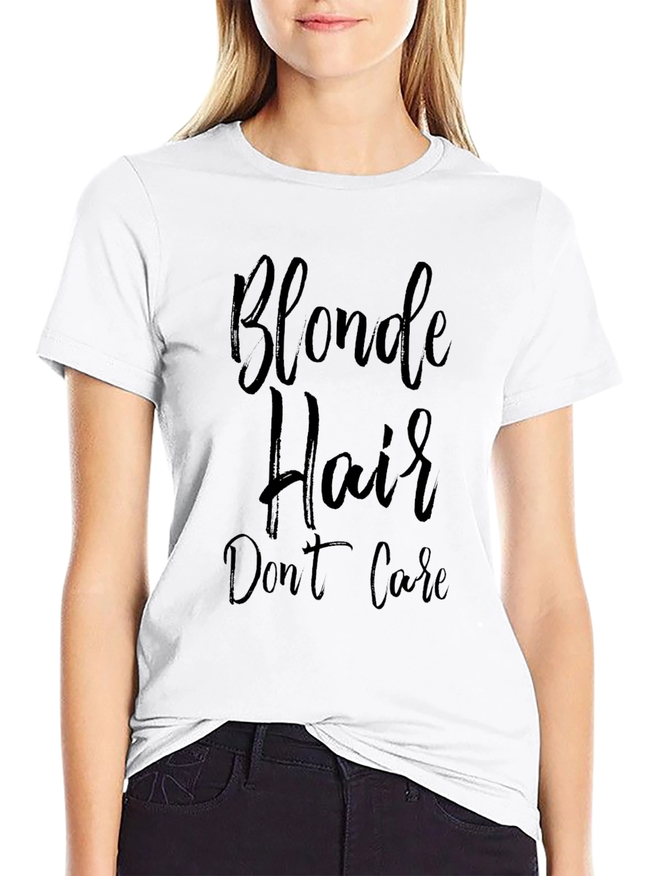 Blonde Hair Dont Care Black T-Shirt