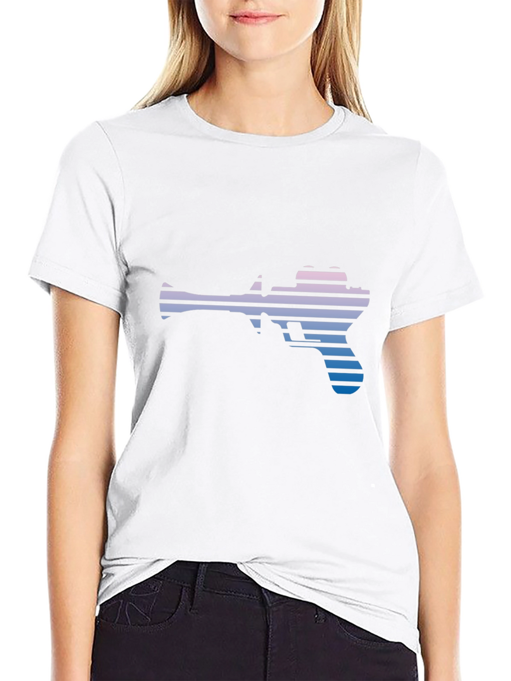 Retro Gun Silhouette T-Shirt - Black