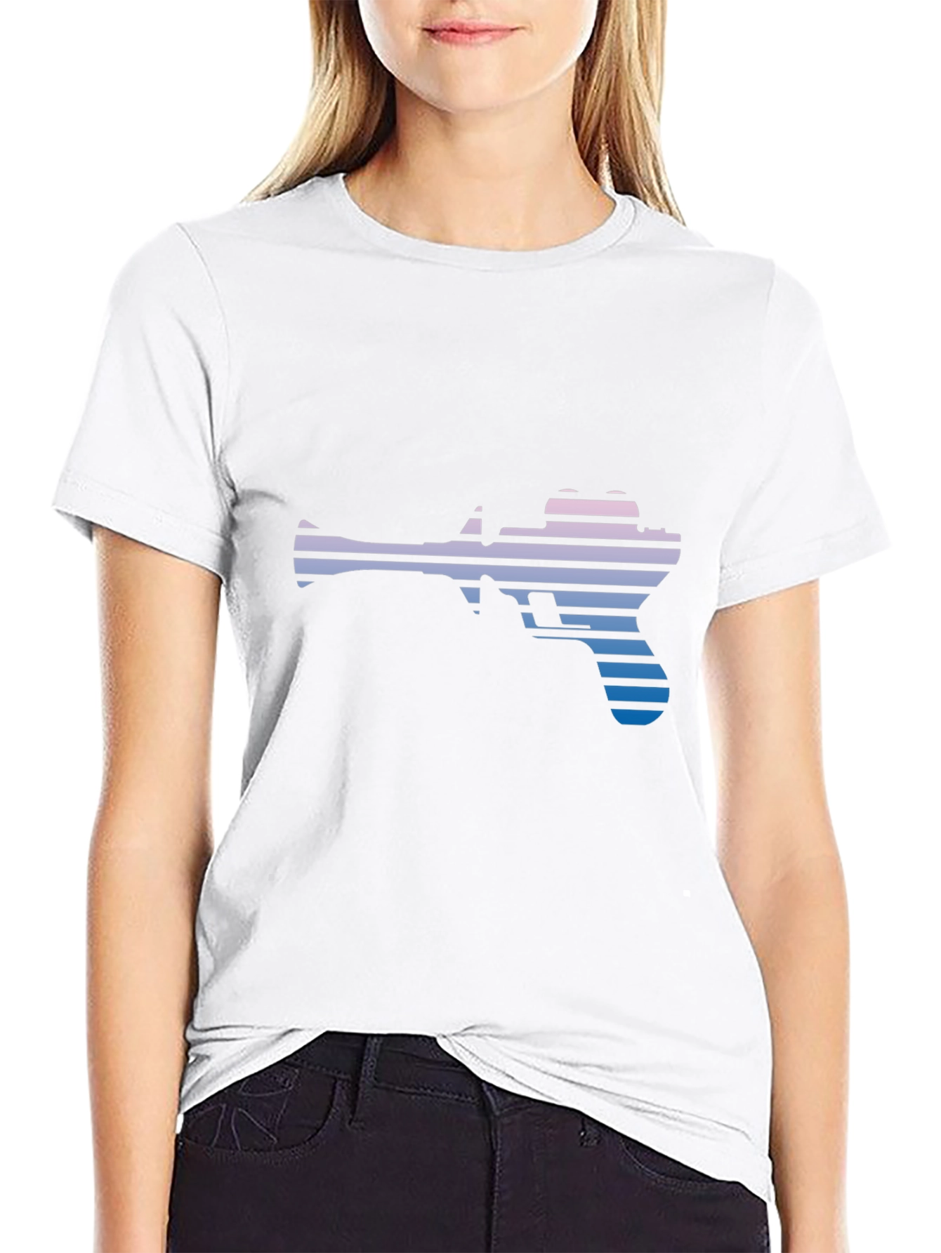 Retro Gun Silhouette T-Shirt - Black