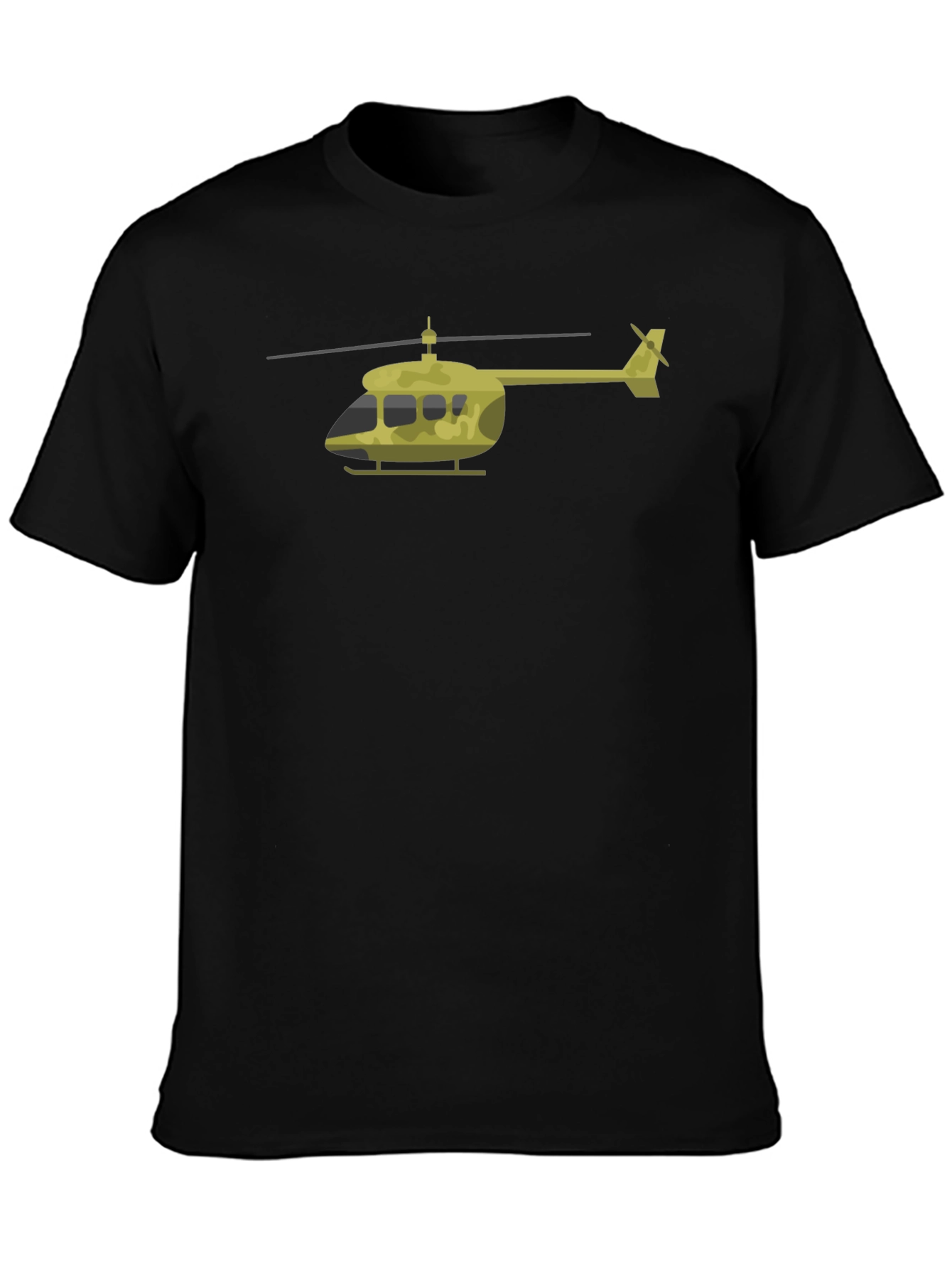 Helicopter Graphic T-Shirt - Black Cotton Tee
