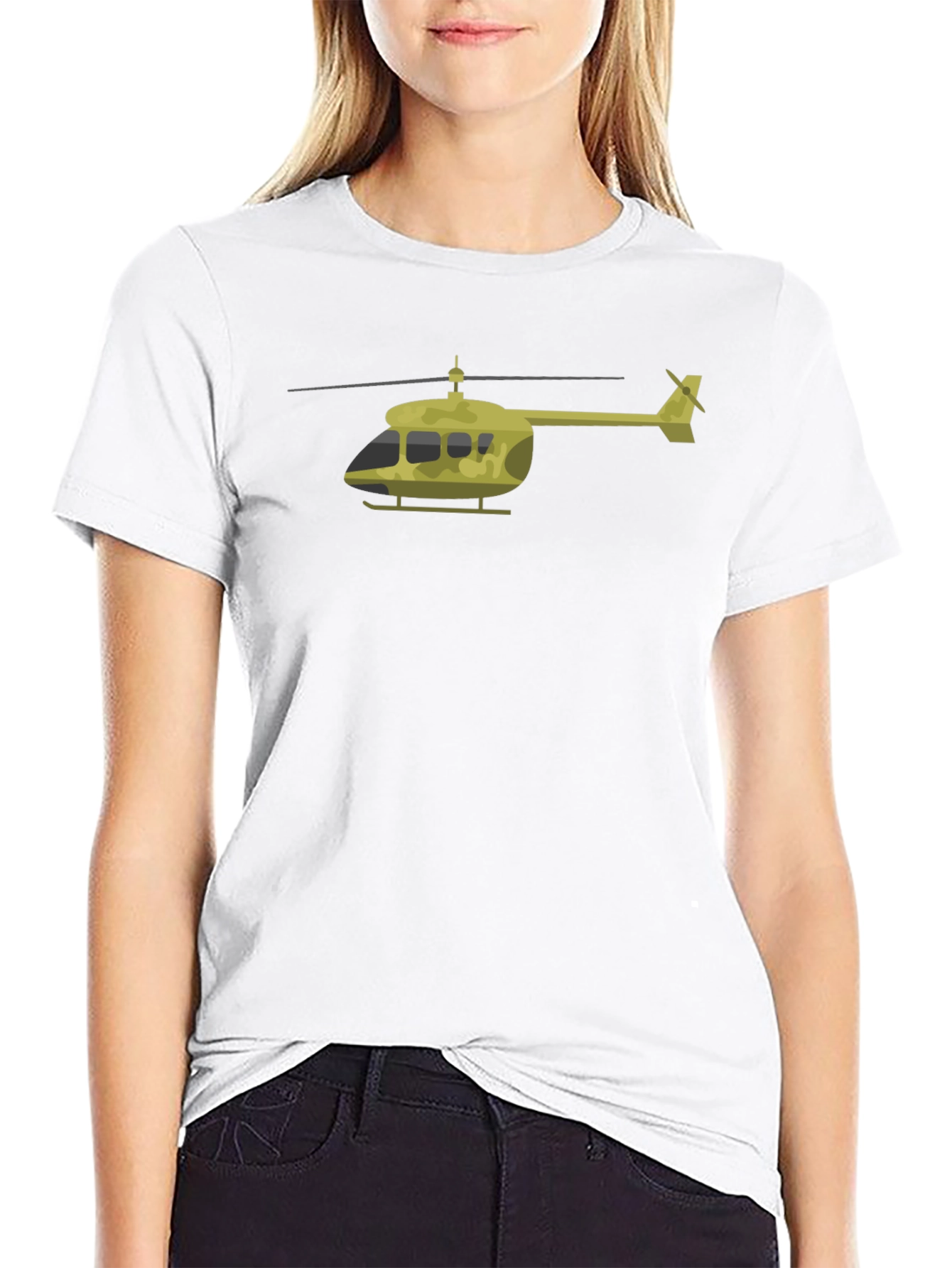 Helicopter Graphic T-Shirt - Black Cotton Tee
