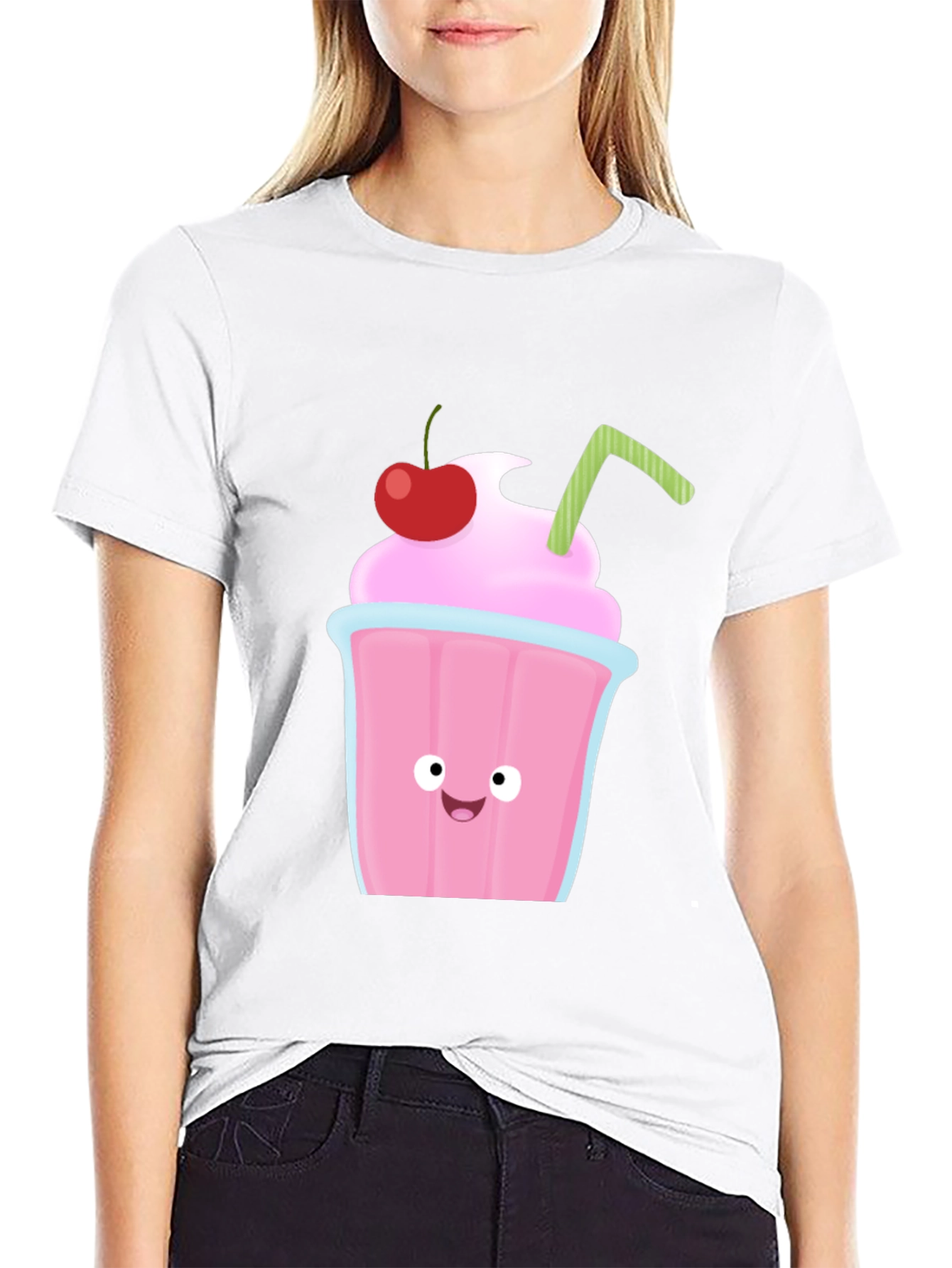Cartoon Milkshake Graphic T-Shirt - Fun & Stylish