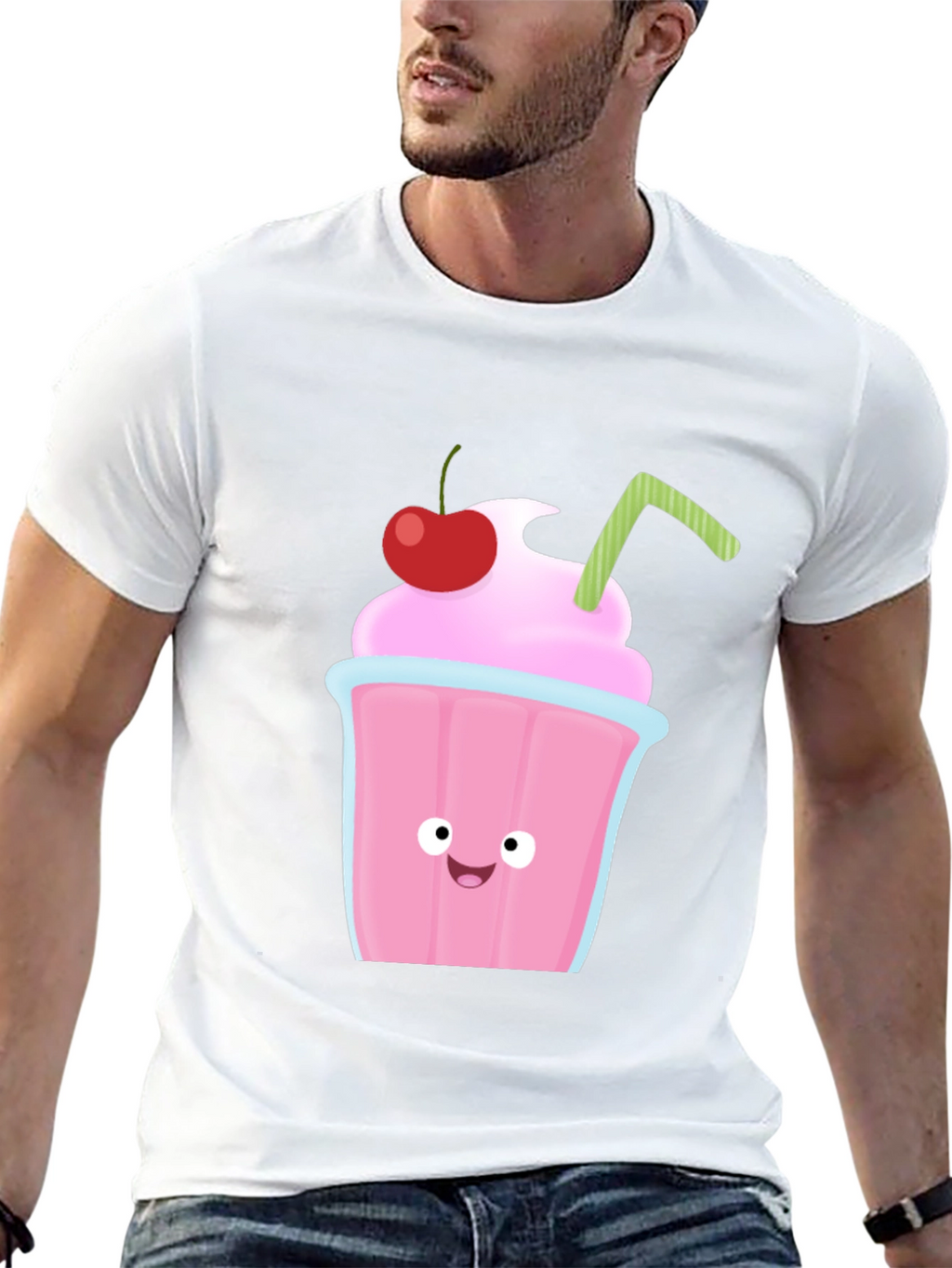 Cartoon Milkshake Graphic T-Shirt - Fun & Stylish