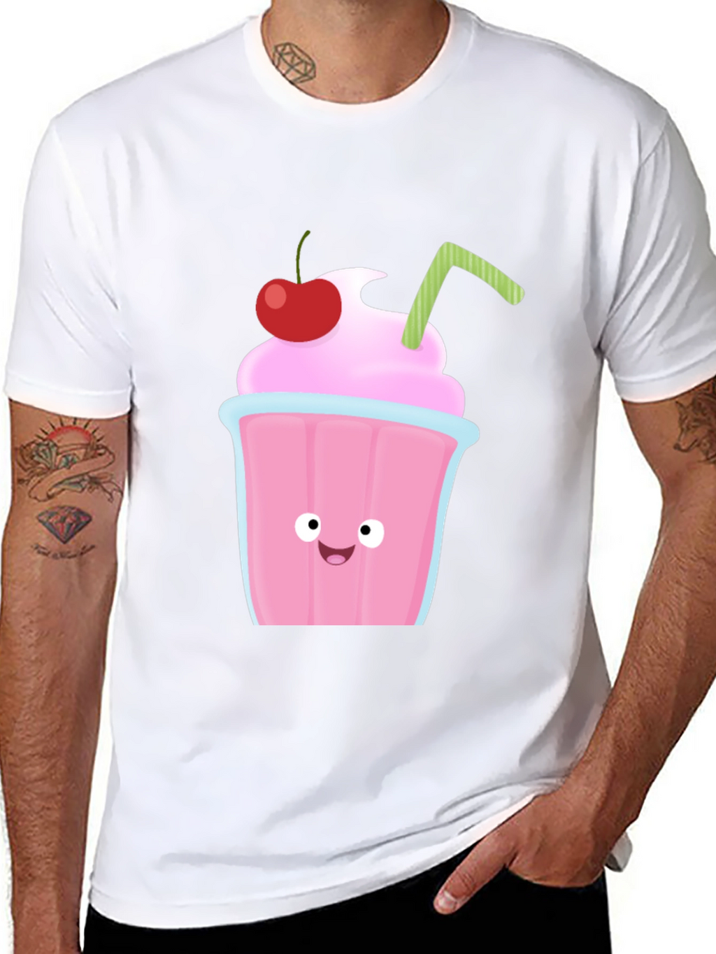 Cartoon Milkshake Graphic T-Shirt - Fun & Stylish