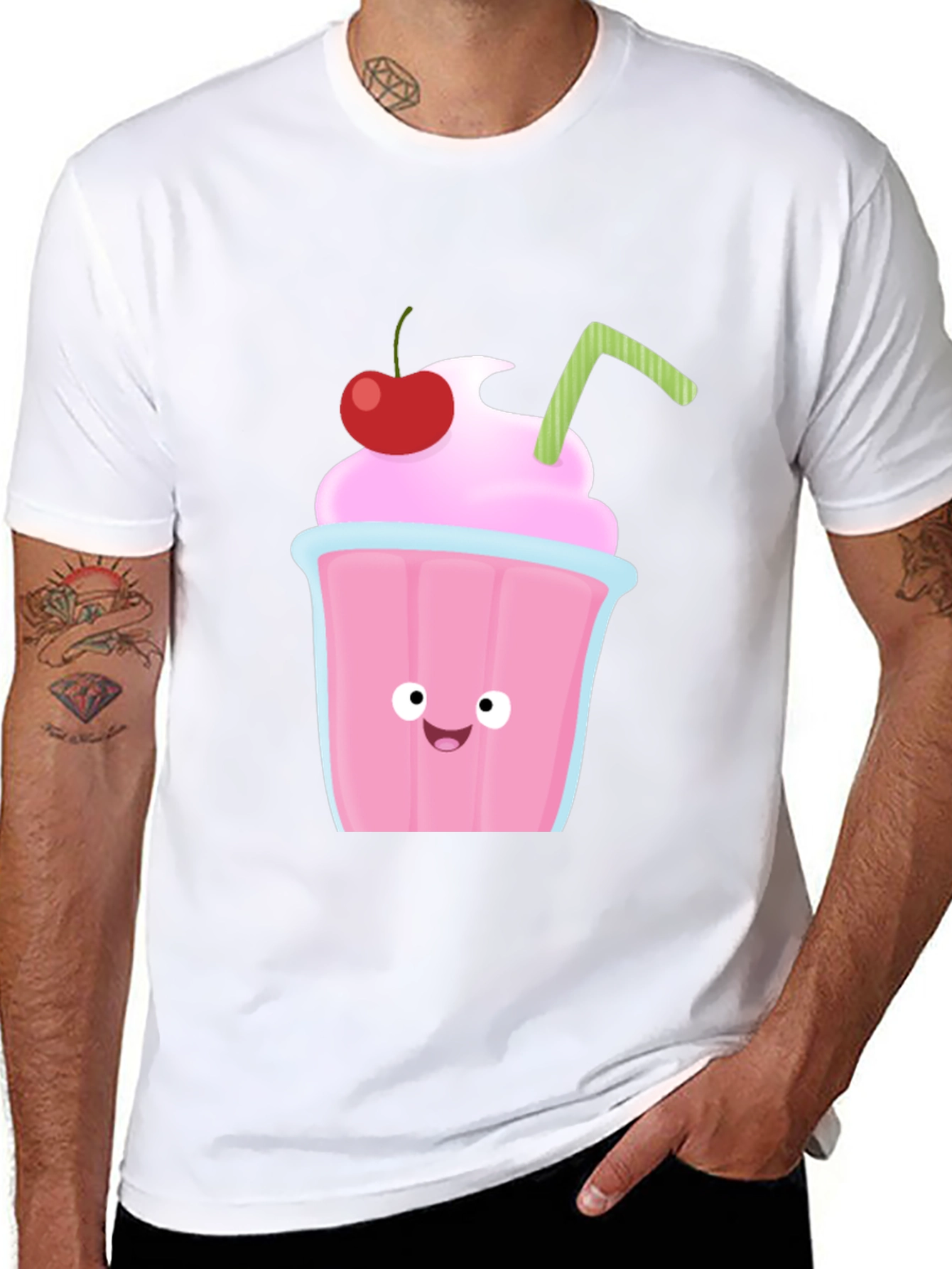 Cartoon Milkshake Graphic T-Shirt - Fun & Stylish