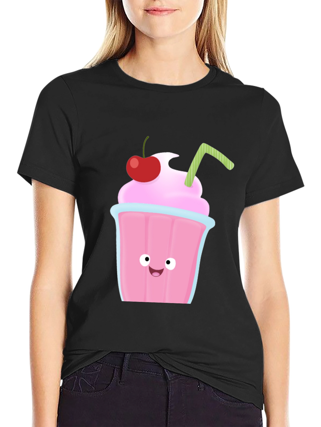 Cartoon Milkshake Graphic T-Shirt - Fun & Stylish