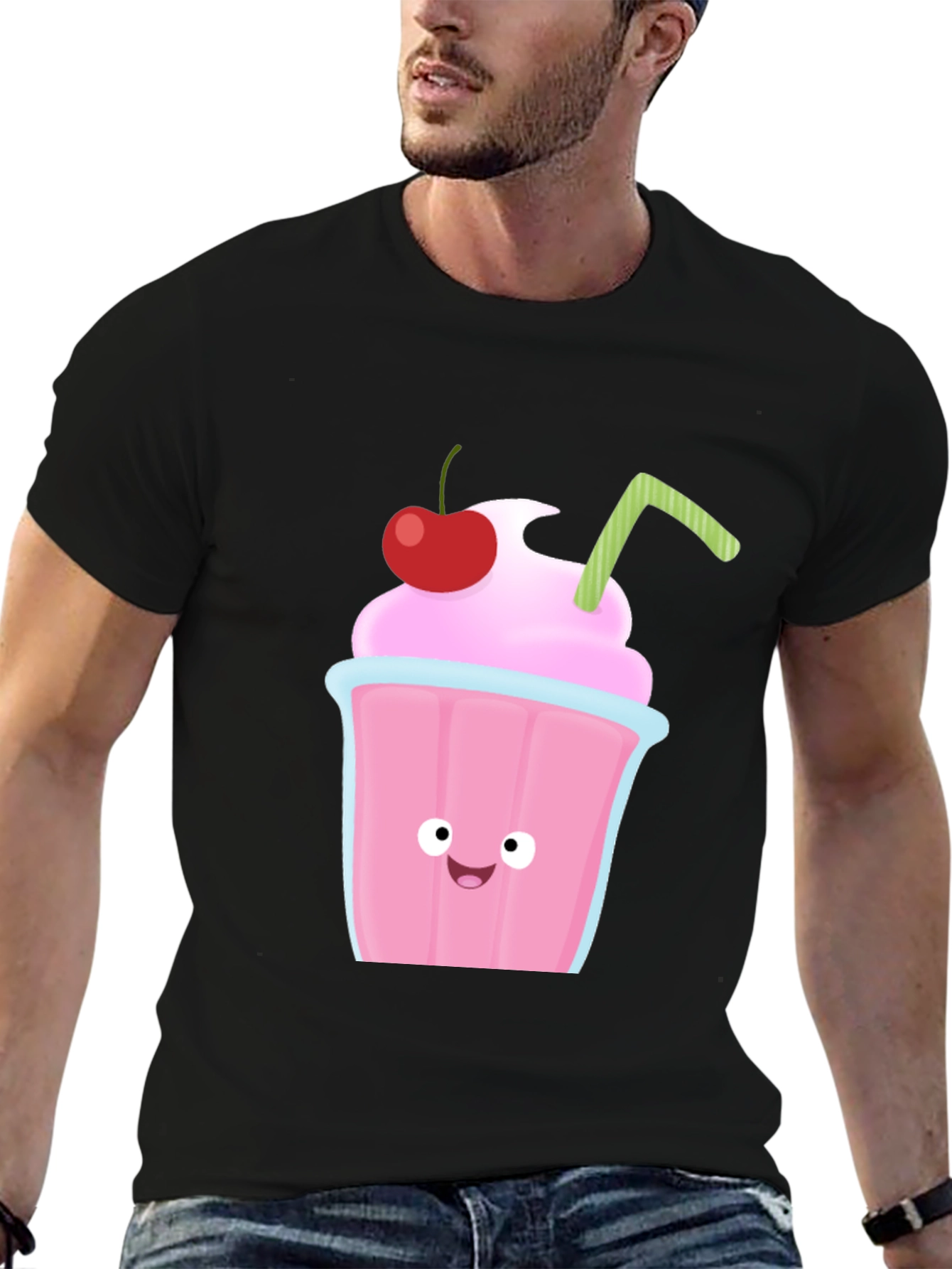 Cartoon Milkshake Graphic T-Shirt - Fun & Stylish