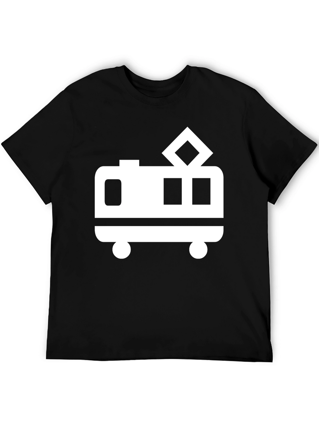Black T-Shirt with Trolley Graphic