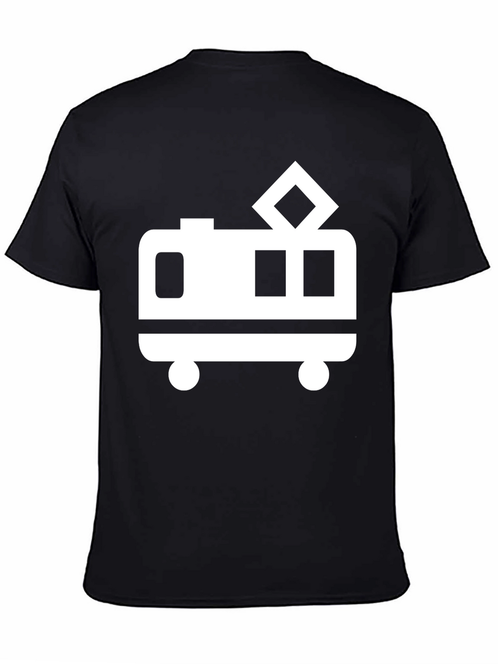 Black T-Shirt with Trolley Graphic
